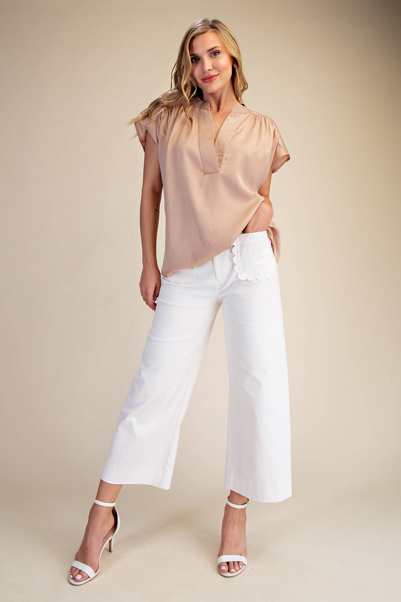 Colette Wide-Leg Scallop Pocket Pants - Reorder Friendly