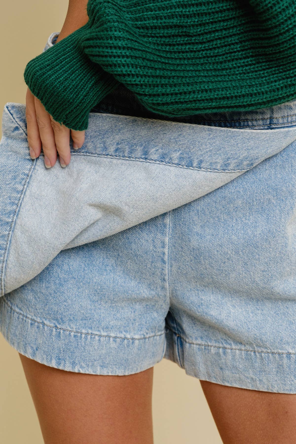 CP17520A - ZIP UP DENIM WRAP SKORT