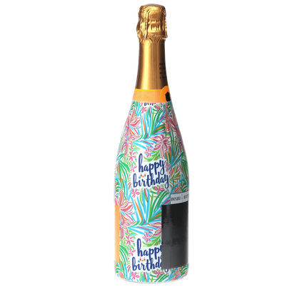 Happy Birthday Floral Champagne Bottle Wrap