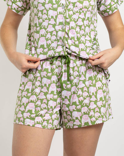 Chelsea Bulldog Sleep Shorts   Green/Pink/White   -Asst.