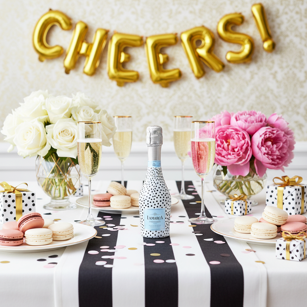 Black & White Dots Mini Prosecco Wraps (Set of 3)