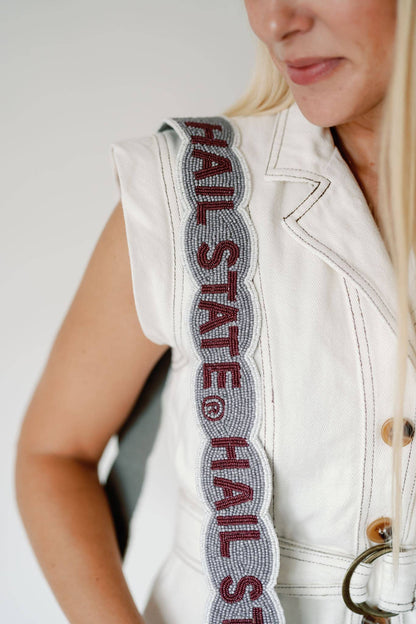 Mississippi State University Fully Beaded Scalloped Purse Strap