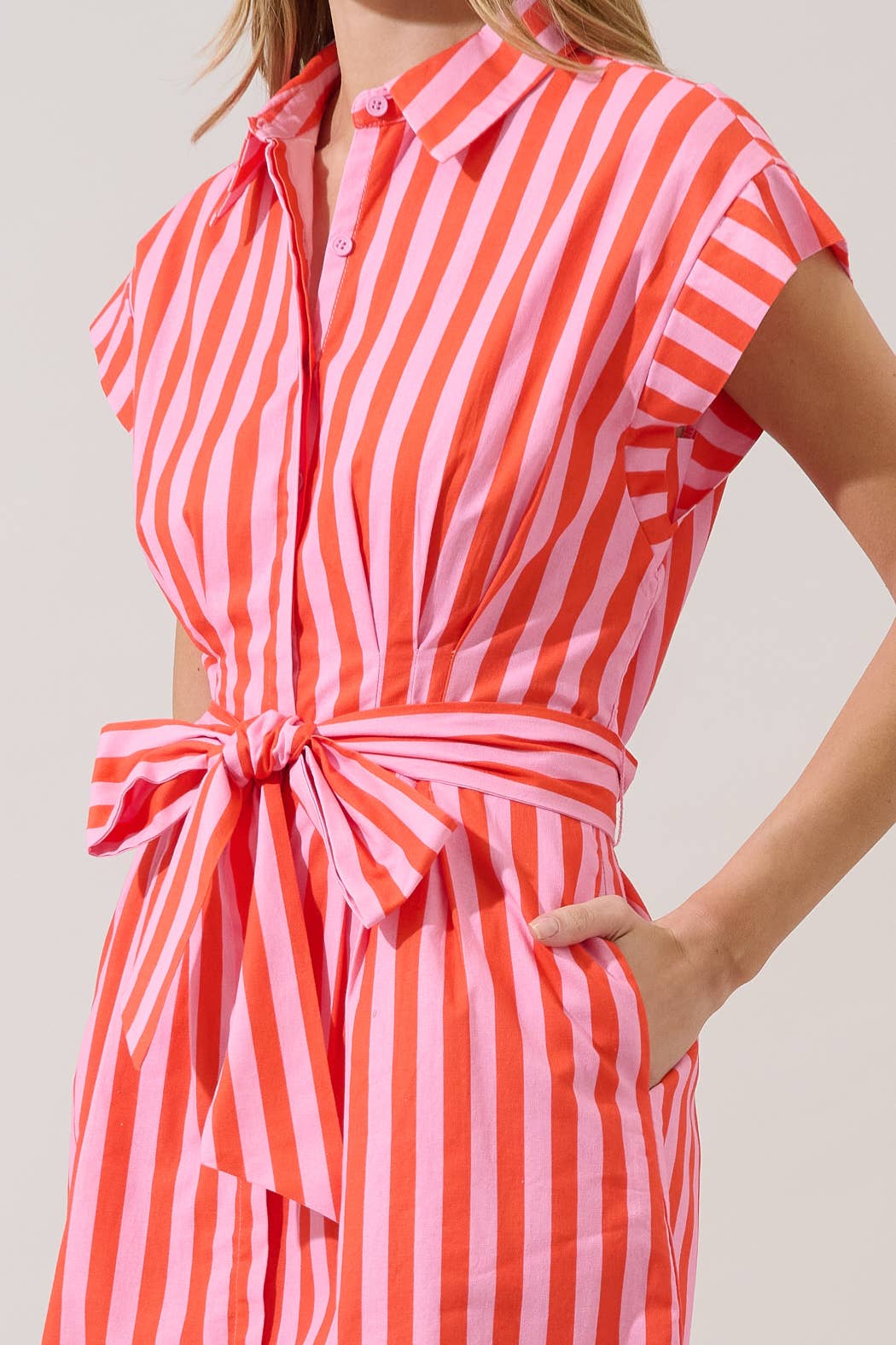 Samera Button Up Mini Dress Lasha Stripe