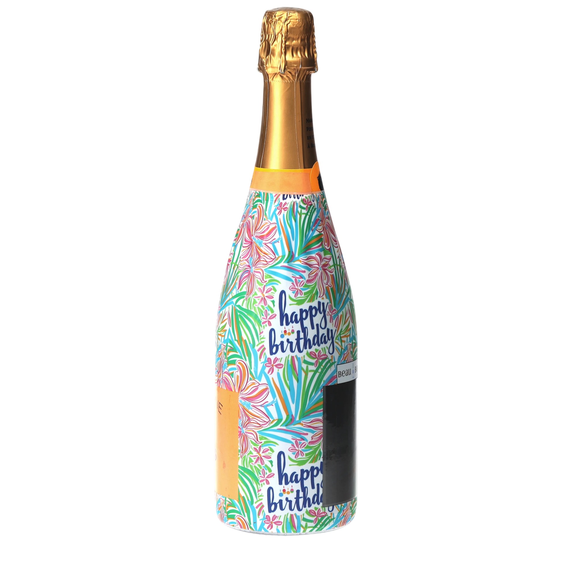 Happy Birthday Floral Champagne Bottle Wrap