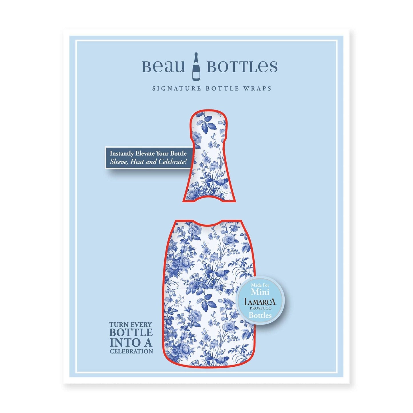 Limited Edition Blue Floral Mini Prosecco Wraps (Set of 3)