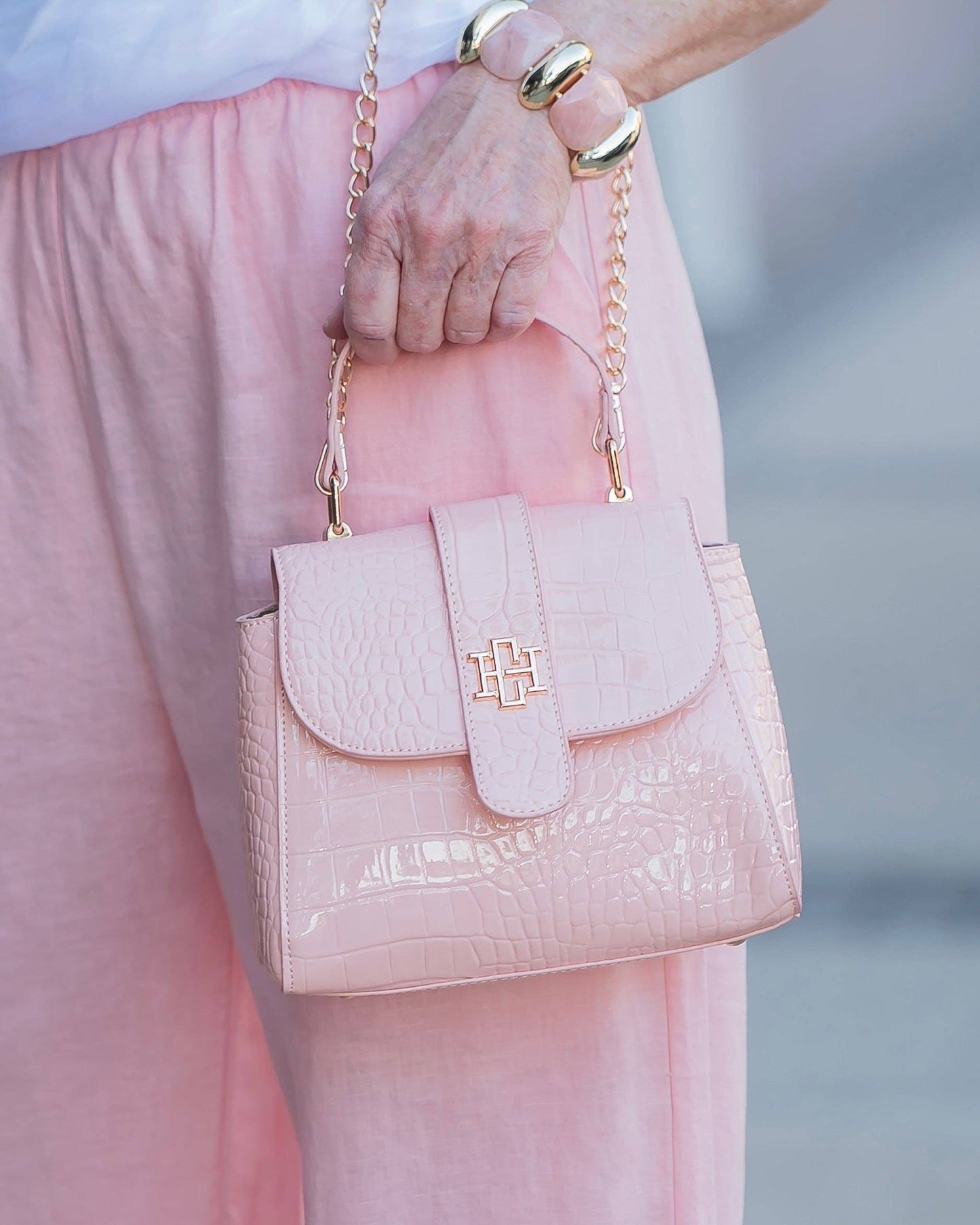 Tucker Handbag Blush Patent EC