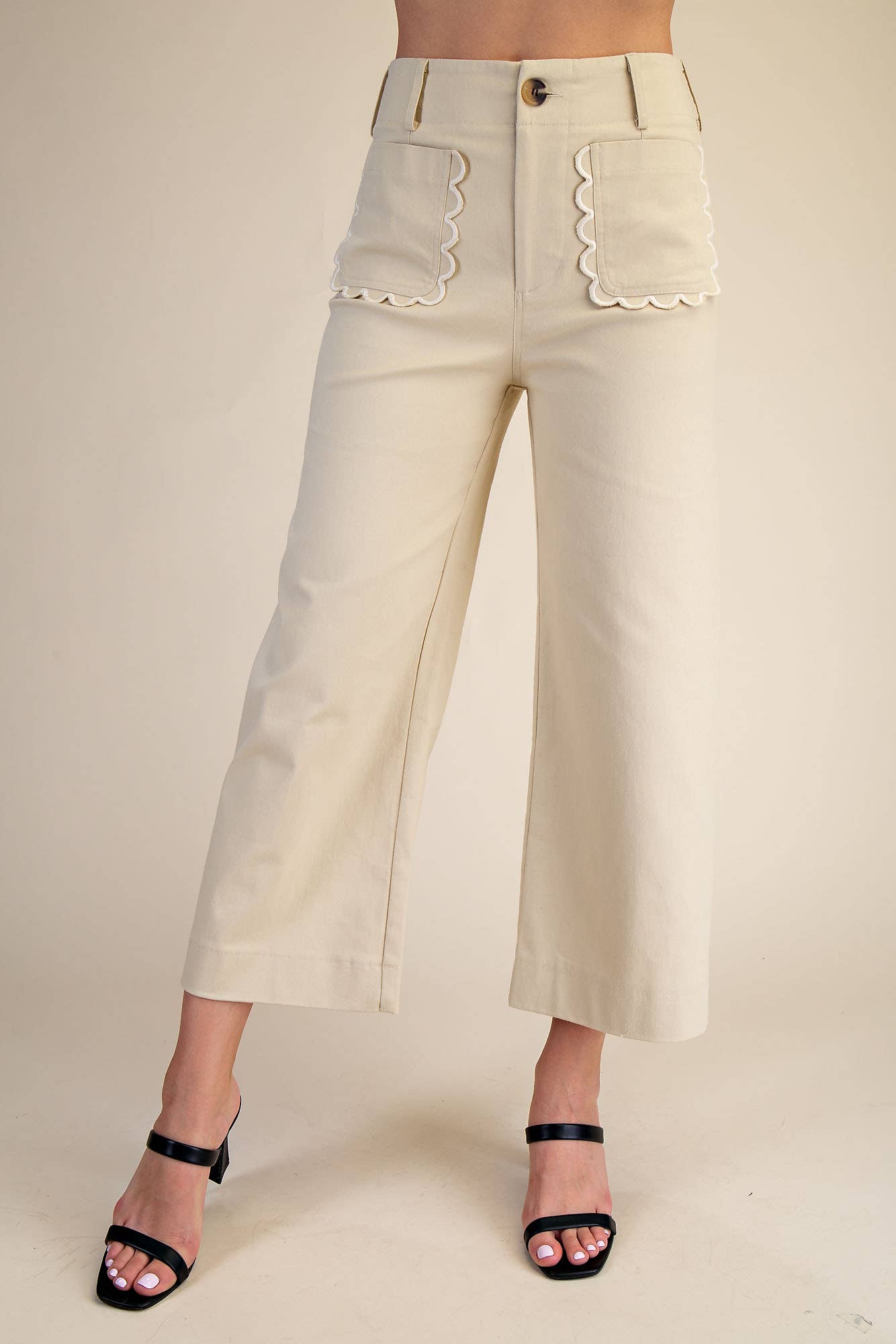Colette Wide-Leg Scallop Pocket Pants - Reorder Friendly