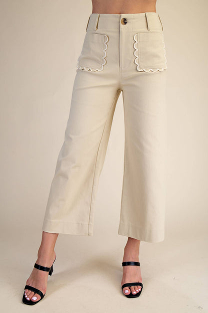 Colette Wide-Leg Scallop Pocket Pants - Reorder Friendly