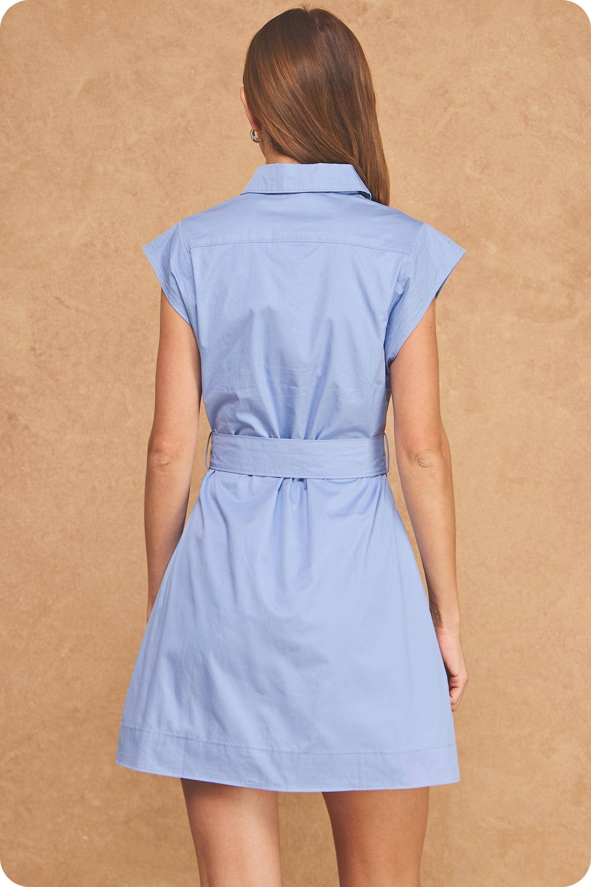 Embroidered Floral Button-Down Belted Sleeveless Shirt Dress
