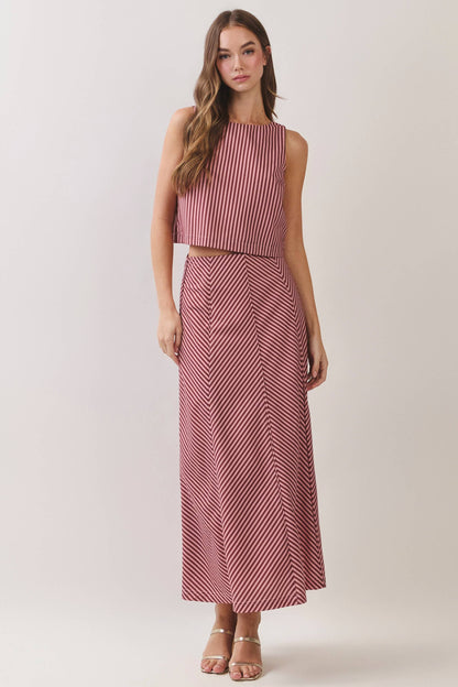 Pink and Maroon Stripped S