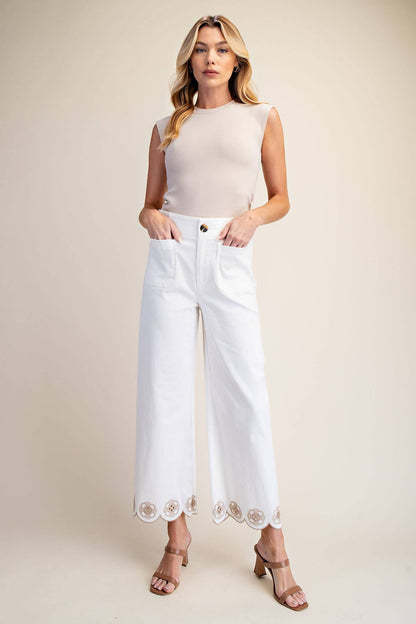 Colette Scallop-Hem Wide-Leg Pants