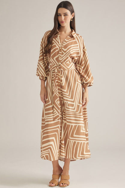Entro: Geo Striped Maxi Dress