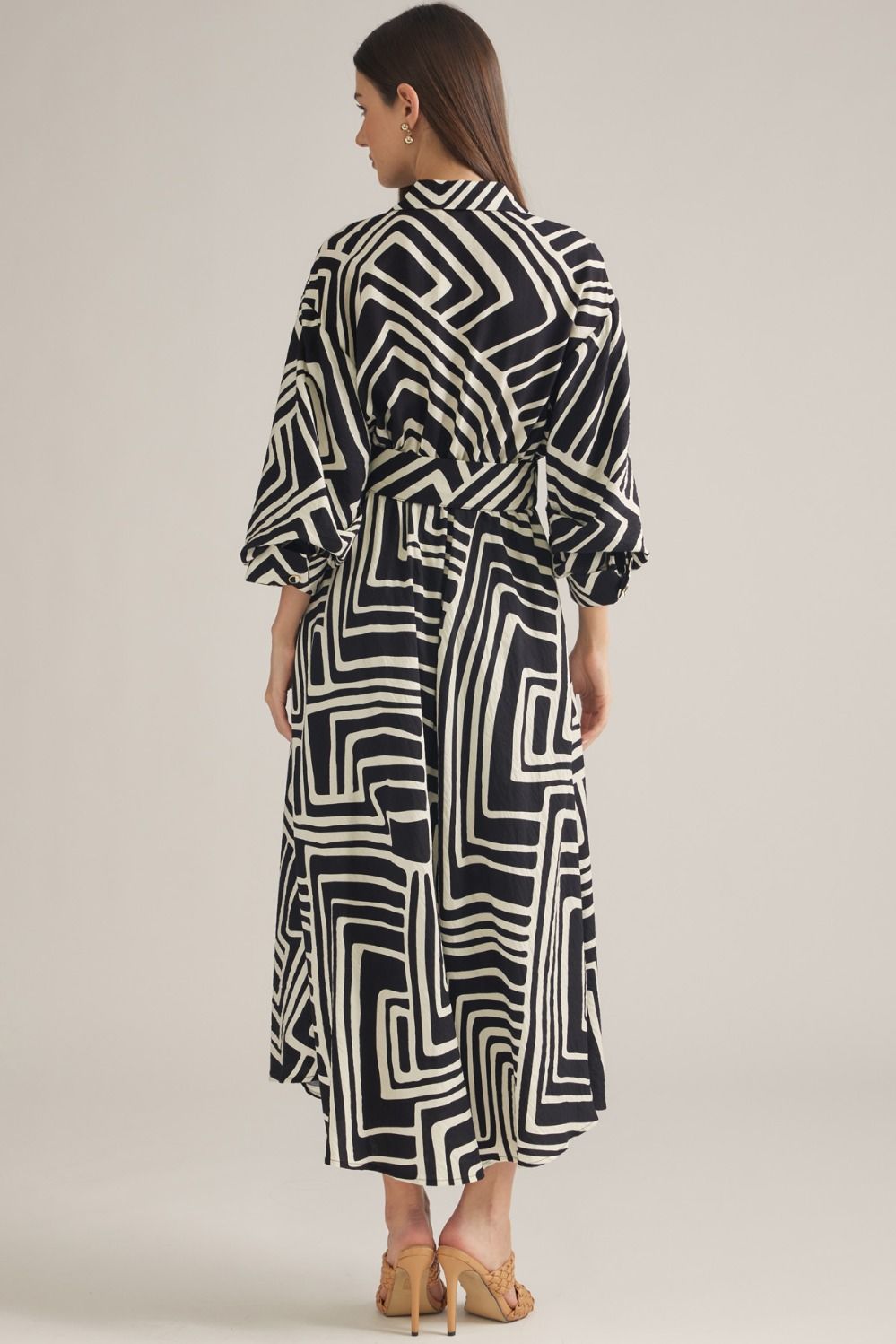 Entro: Geo Striped Maxi Dress
