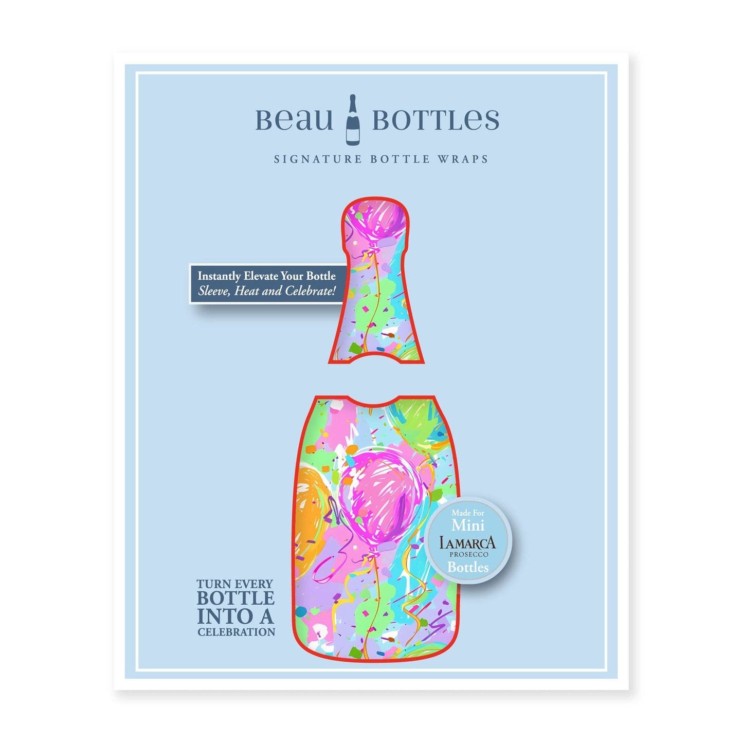 Beau Bottles Happy Birthday Balloons - MINI Prosecco Collection - Set of 3 (Wraps Only)