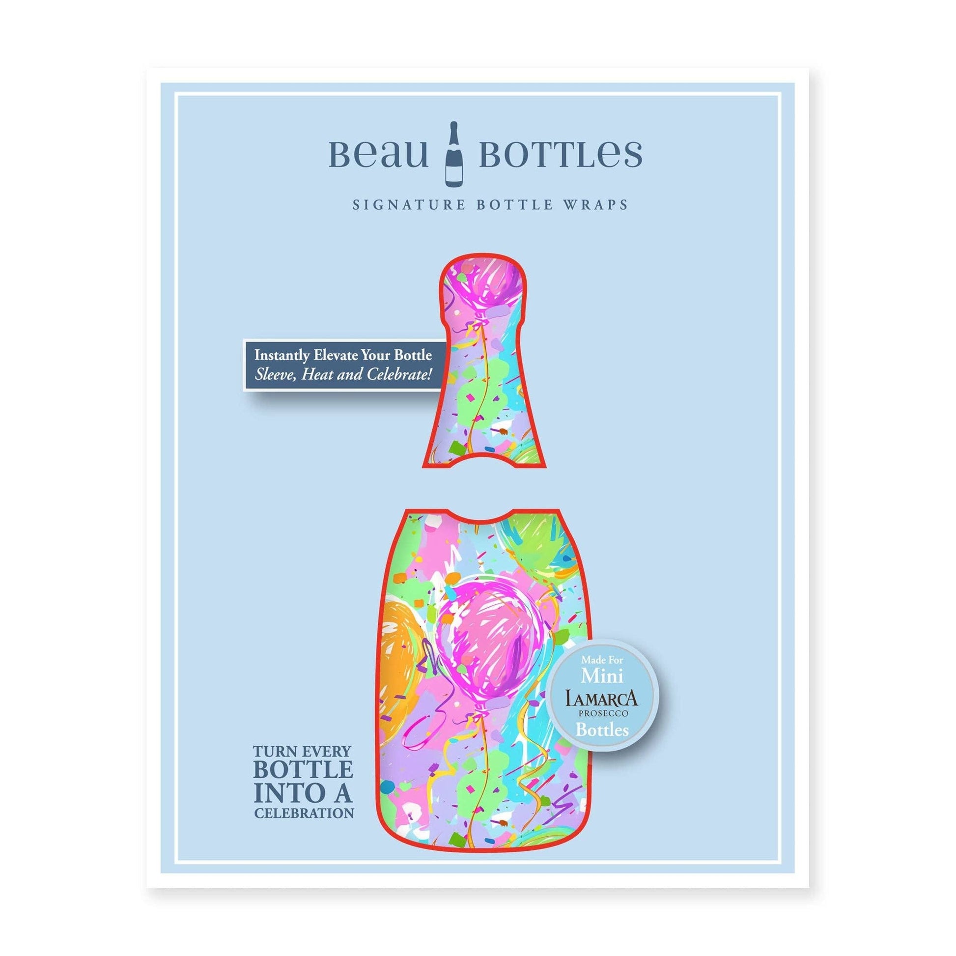 Beau Bottles Happy Birthday Balloons - MINI Prosecco Collection - Set of 3 (Wraps Only)