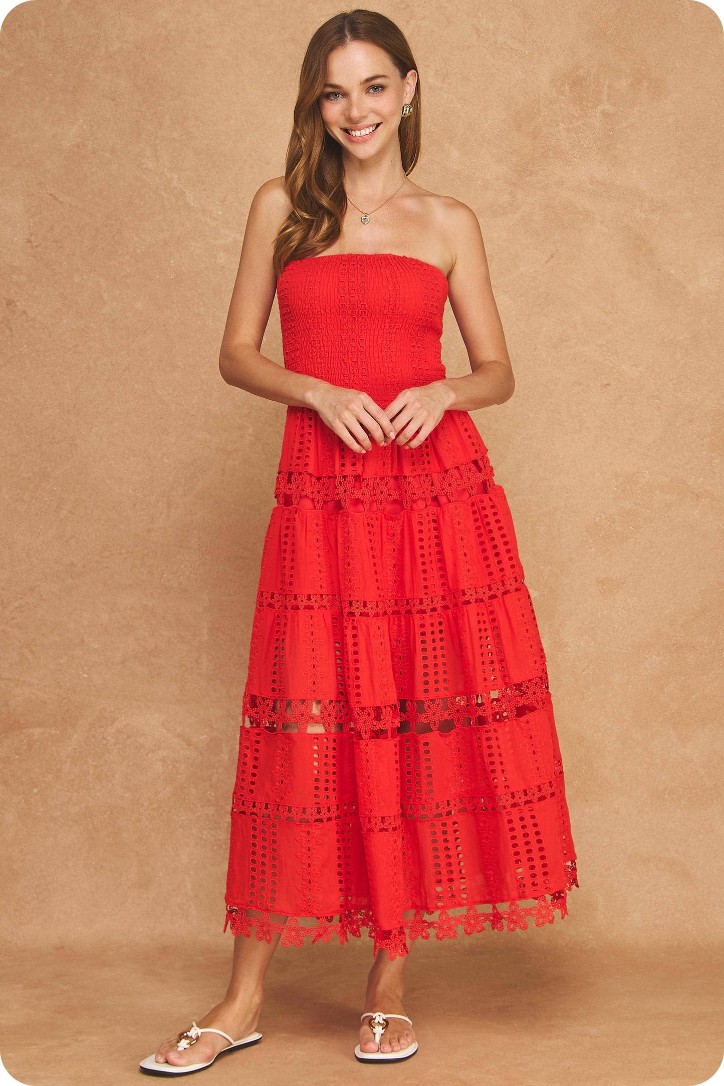 Eyelet Lace Tube Dress