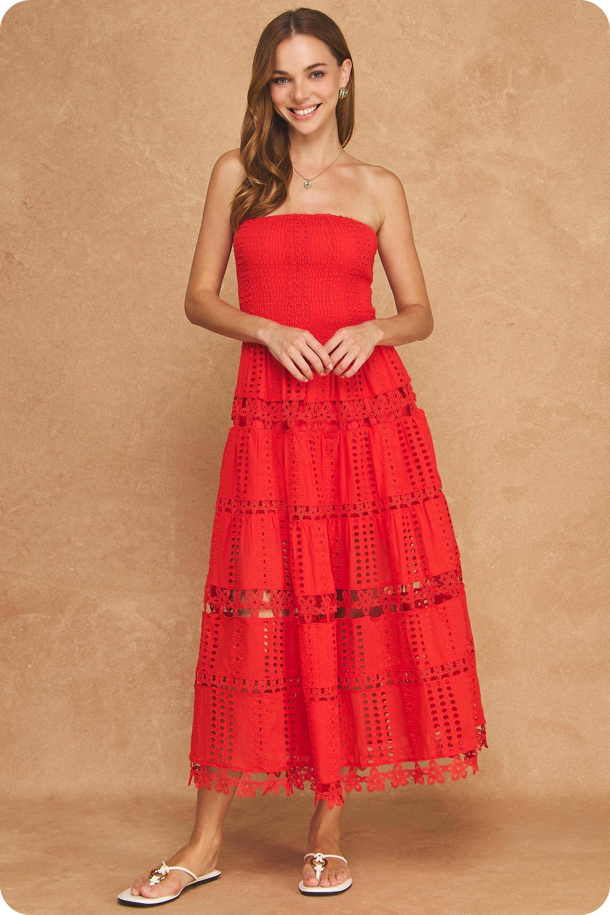 Eyelet Lace Tube Dress