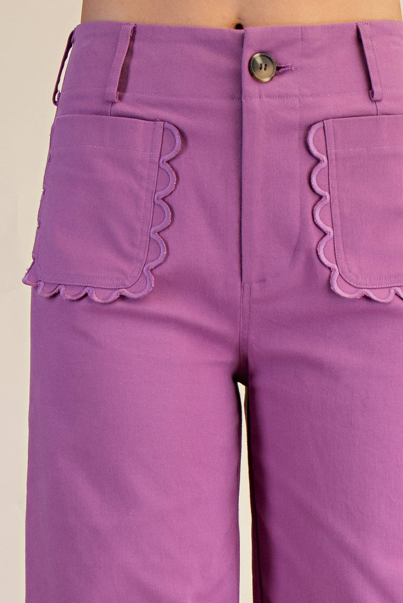 Colette Wide-Leg Scallop Pocket Pants - Reorder Friendly