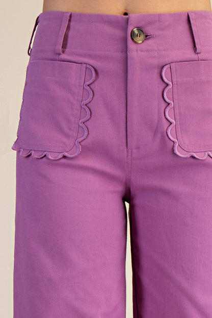 Colette Wide-Leg Scallop Pocket Pants - Reorder Friendly