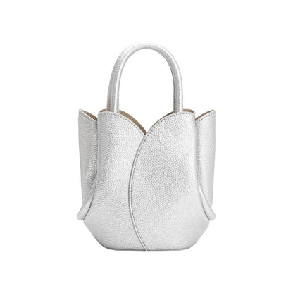 Tulip Mini MTL Silver Recycled Vegan Leather Top Handle Bag