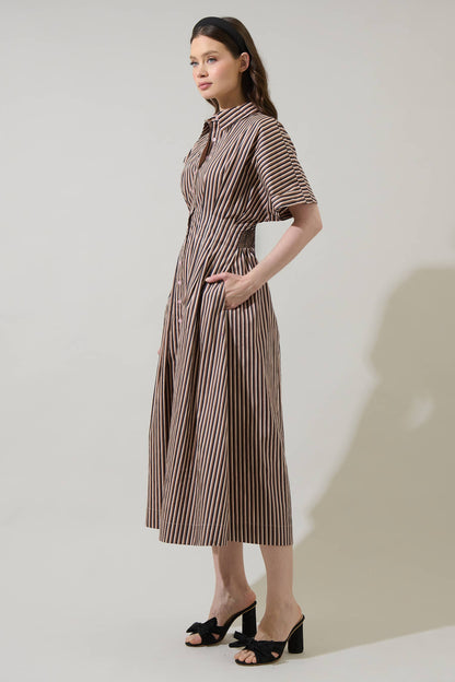 Wilderra Pleated Midi Dress Tiramisu