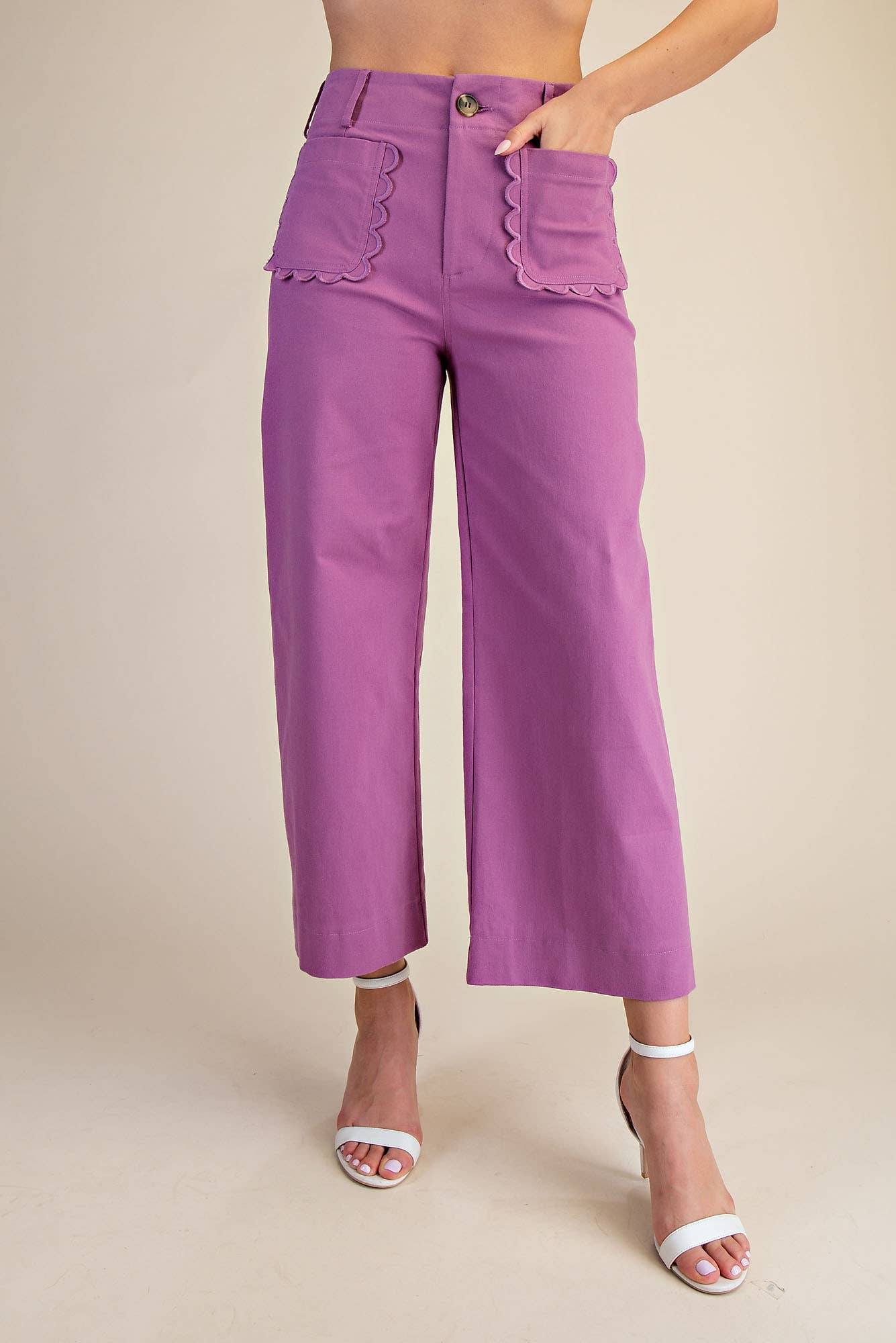 Colette Wide-Leg Scallop Pocket Pants - Reorder Friendly
