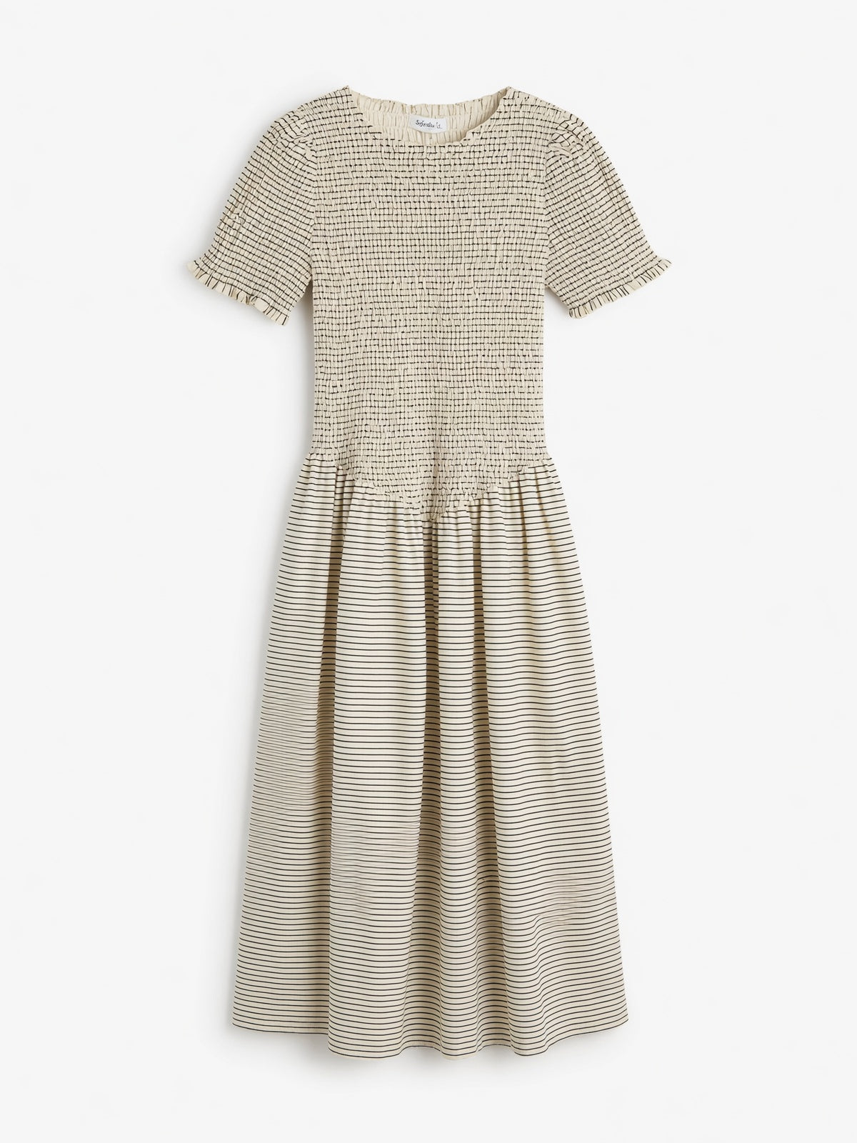 Sofie The Label: Cream/Black Stripe Puff Sleeve Maxi