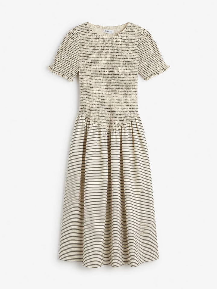 Sofie The Label: Cream/Black Stripe Puff Sleeve Maxi