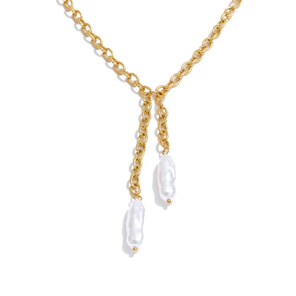 Wren Pearl Lariat Necklace