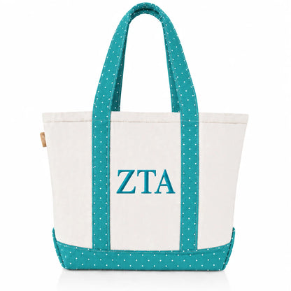 Rush Greek Gifts: Canvas Polka Dot Tote Bag